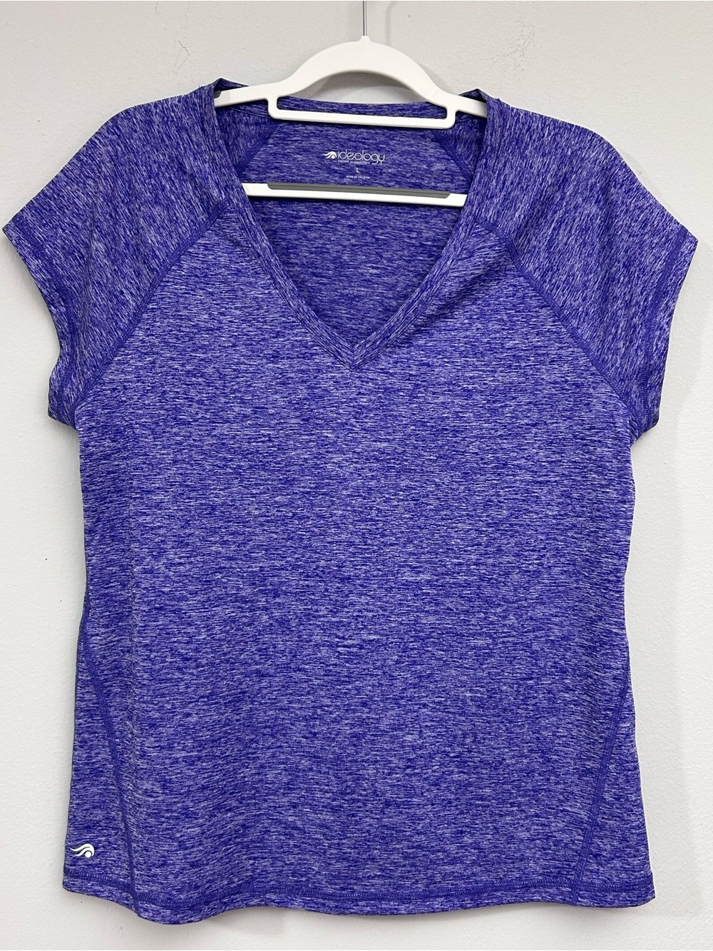 Ideology Heathered Purple V-Neck Short Sleeve Active Tee Size Large